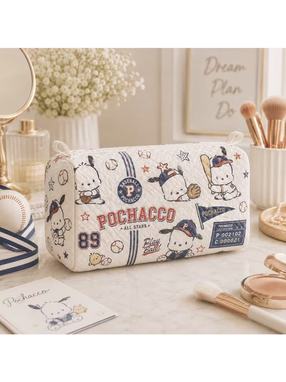 #6792 Quilted Cosmetic bag 10x5x5" , padded, Water Resistant Lining